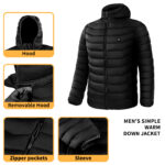 Men Heated Puffer Jacket Electric Heating Coat Insulated Hood Windbreaker - Image 8