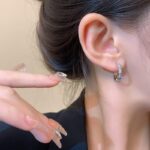 Sterling Silver Needle Simple Zircon Eardrop Earring - Image 5