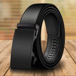 Microfiber Leather Mens Ratchet Belt Belts For Men Adjustable Automatic Buckle Black - Image 9