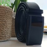 Microfiber Leather Belt For Men BLACK Ratchet Belt Automatic Buckle Closure USA - Image 6