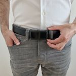 Microfiber Leather Belt For Men BLACK Ratchet Belt Automatic Buckle Closure USA - Image 9