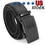 Microfiber Leather Belt For Men BLACK Ratchet Belt Automatic Buckle Closure USA - Image 10