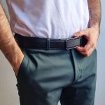 Microfiber Leather Mens Ratchet Belt Belts For Men Adjustable Size, Slide Buckle - Image 2