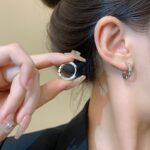 Sterling Silver Needle Simple Zircon Eardrop Earring - Image 3