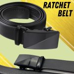 Microfiber PU Leather Ratchet Belt Belts For Men Adjustable Slide Buckle Black - Image 7