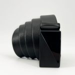 Microfiber PU Leather Ratchet Belt Belts For Men Adjustable Slide Buckle Black - Image 6