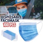 100 PCS Protective Disposable Face Mask Cover 3 Ply Disposable Face Masks - Blue - Image 6