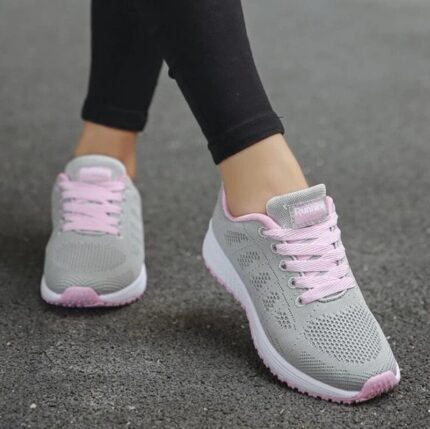 Women Shoes Sports Sneakers - Grey pink, 36