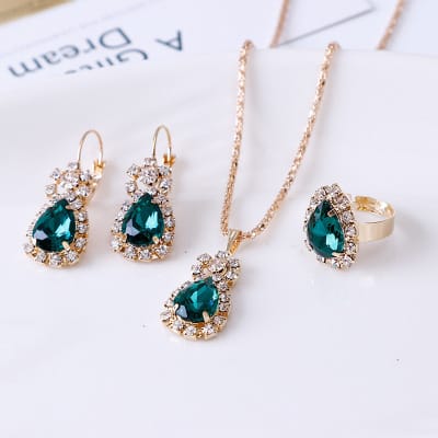 4537416526_1050137837400x400jpg Water drop rhinestone necklace earrings ring set - Image 1