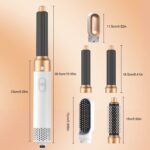 Hair Dryer Brush, Hot Air Brush, 5 In 1 Blow Dryer Brush For Drying Straightening Curling Volumizing Multi Hair Style, White Gold - Image 3