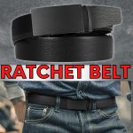 Microfiber Leather Mens Ratchet Belt Belts For Men Adjustable Automatic Buckle Black - Image 3