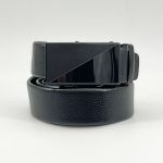 Microfiber PU Leather Ratchet Belt Belts For Men Adjustable Slide Buckle Black - Image 10