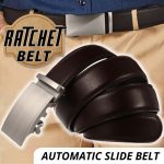 Microfiber Leather Mens Ratchet Belt Belts For Men Adjustable Automatic Buckle Dark Brown - Image 10
