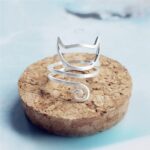 S925 Silver Personalized Winding Brushed Cute Cat Ring - Image 3
