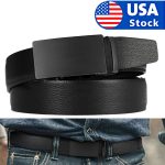 Microfiber Leather Mens Ratchet Belt Belts For Men Adjustable Automatic Buckle Black - Image 5
