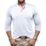 Men’s Long-Sleeve Henley T‑Shirt – Cotton Casual Button-Up Tee - Image 8