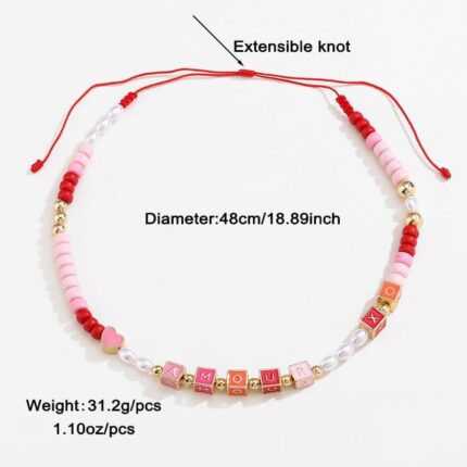 Colorful Beaded Necklace Original Design Square English Combination Bracelet Suit - DNXN04924color