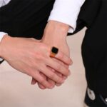 Men's stainless steel black agate ring - Image 3