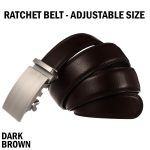 Microfiber Leather Mens Ratchet Belt Belts For Men Adjustable Automatic Buckle Dark Brown - Image 8