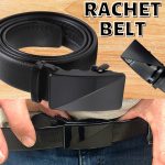 Microfiber PU Leather Ratchet Belt Belts For Men Adjustable Slide Buckle Black - Image 3