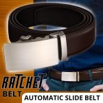 Microfiber Leather Mens Ratchet Belt Belts For Men Adjustable Automatic Buckle Dark Brown - Image 9