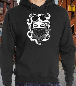 Men's Printed Hoodie - Black, S