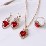 Water drop rhinestone necklace earrings ring set - Image 5