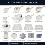 Pots and Pans Set Non Stick - Induction Compatible Kitchen Cookware Sets + Bakeware Sets , PFOA Free, (23 Pcs - Cream) - Image 2