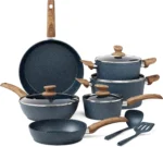 Pots and Pans Set Non Stick - 12 Piece Induction Kitchen Cookware Sets,Blue Granite Nonstick Cooking Pans Set 22 x 13 x 9 inches - Image 7