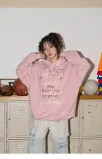 American Style Retro Alphabet Padded Fleece Sweater Women's Hooded Autumn and Winter 2023 New Winter Oversize Coat Fashion - Image 27