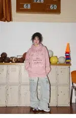American Style Retro Alphabet Padded Fleece Sweater Women's Hooded Autumn and Winter 2023 New Winter Oversize Coat Fashion - Image 17