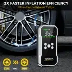 5000A Peak Car Starter, 12V Jumper Box Jumper Booster Battery Pack with Air Compressor - Image 2