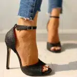 White Dress Wedding Shoes Women Ankle Strap Peep Toe High Heel Sandals Sexy Super High Heels Buckle Snake Pattern Woman Pumps - Image 5