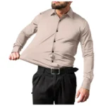 Men's Dress Shirts Solid Long Sleeve High Stretch Formal Business Casual Shirts Classic Regular Fit Button Down Work Shirts - Image 2