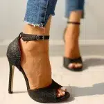 White Dress Wedding Shoes Women Ankle Strap Peep Toe High Heel Sandals Sexy Super High Heels Buckle Snake Pattern Woman Pumps - Image 8
