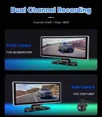 11.26 inch Car DVR 4K Dash Cam Dual Lens Wireless Carplay & Android Auto Video Recorder Monitor GPS Navigation 5G Wifi FM AUX - Image 16
