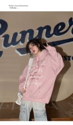 American Style Retro Alphabet Padded Fleece Sweater Women's Hooded Autumn and Winter 2023 New Winter Oversize Coat Fashion - Image 16