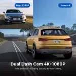 UHD 4K Dash Cam Dual Lens Driving Recorder Car DVR 1080P Rear Lens Camera Built-In WiFi GPS 24-Hour Parking Monitoring Black Box - Image 2