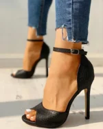 White Dress Wedding Shoes Women Ankle Strap Peep Toe High Heel Sandals Sexy Super High Heels Buckle Snake Pattern Woman Pumps - Image 11