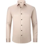 Men's Dress Shirts Solid Long Sleeve High Stretch Formal Business Casual Shirts Classic Regular Fit Button Down Work Shirts - Image 14