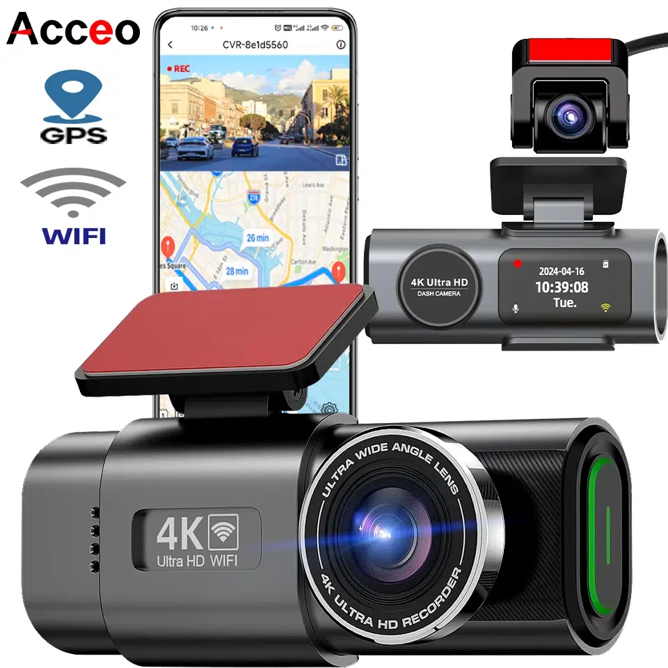 Sf217Ad13240345B39C311406Bc5F3Bc8W.webp Dash Cam Dual Lens 4K Uhd Recording Car Camera Dvr Night Vision Video Recorder Built-In Wi-Fi Support Gps 24H Parking - Image 1
