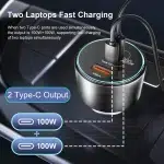 UHOMEBUY 200W Car Charger USB Type C Fast Charger 100W 65W 45W 20W PPS PD QC3.0 Quick Charger for Laptop iPhone 15 Samsung S23 - Image 4