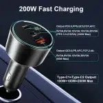 UHOMEBUY 200W Car Charger USB Type C Fast Charger 100W 65W 45W 20W PPS PD QC3.0 Quick Charger for Laptop iPhone 15 Samsung S23 - Image 3