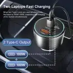 UHOMEBUY 200W Car Charger USB Type C Fast Charger 100W 65W 45W 20W PPS PD QC3.0 Quick Charger for Laptop iPhone 15 Samsung S23 - Image 10