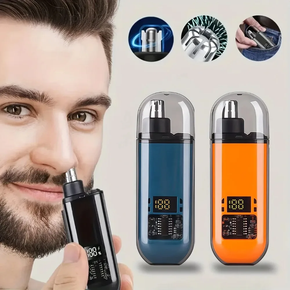 S50518534515c4e9280b9ec2c8ab7fe47P.webp Men's USB Rechargeable Nose Ear Hair Trimmer - 150mAh Fast Charge, Digital Display, Precision Blade, Compact Design - Image 1