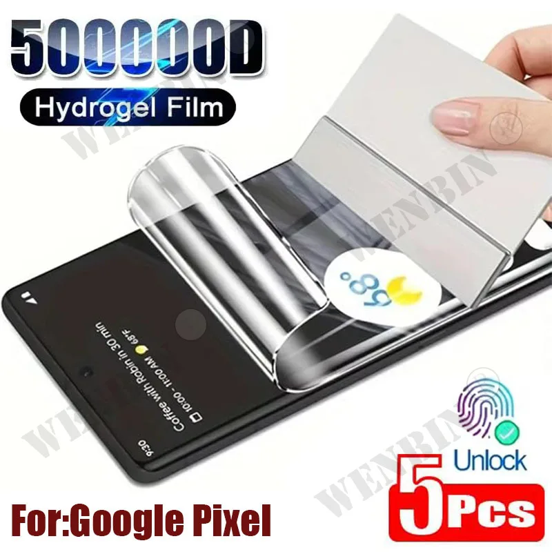 Sf6968a0be79b498aa88907152380161bA.webp 5Pcs Hydrogel Film For Google Pixel 10 9 8 7 6 Pro XL Full Cover Screen Protector For Google Pixel 9A 8A 7A 6A - Image 1