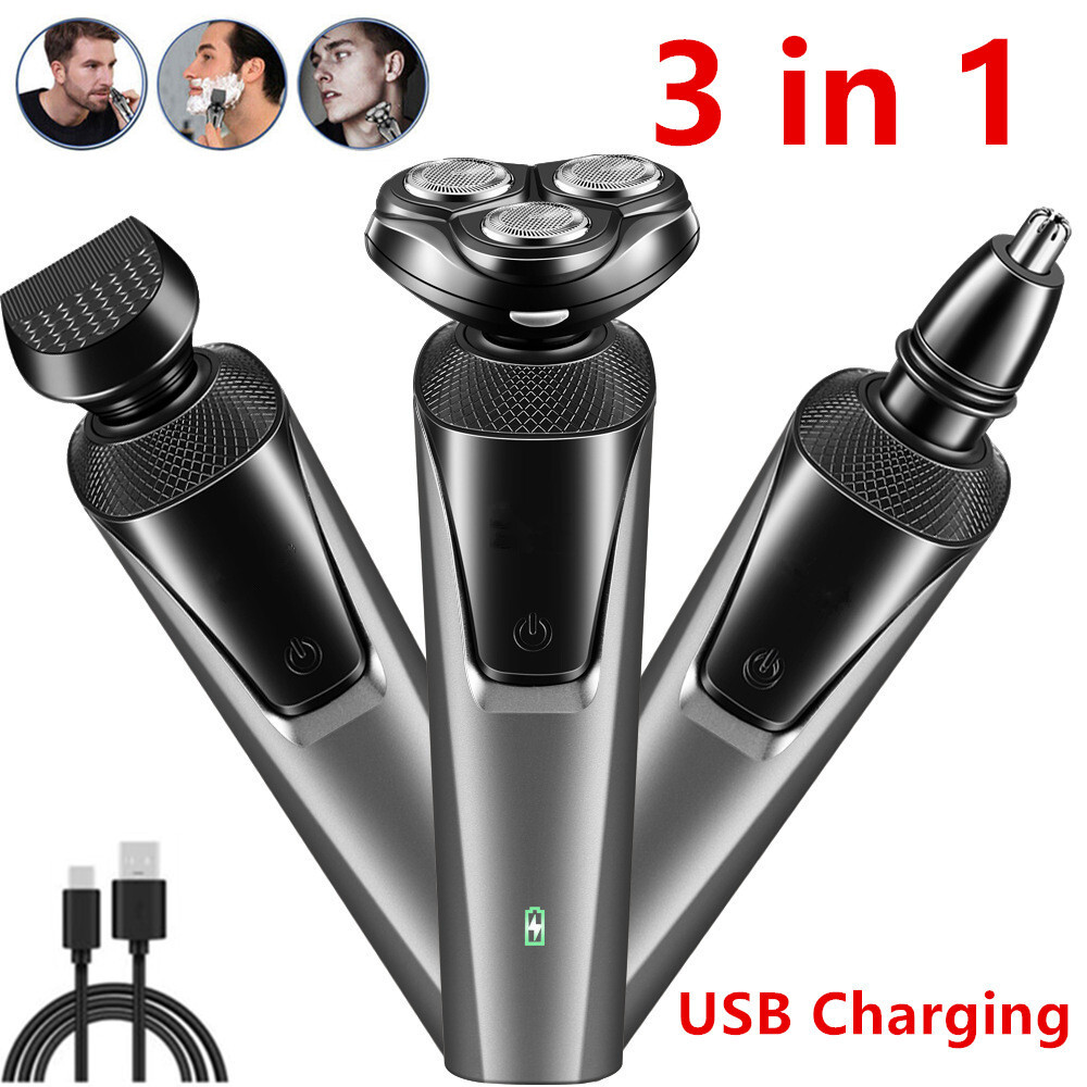 79615e31-08d6-4378-9554-4a139d04b5f5.jpg Electric Shaver Mens Razor Rotary Waterproof Pop-Up Beard Trimmer Wet Dry Cordless Nose Hair Clipper Barber Shaving Machine - Image 1